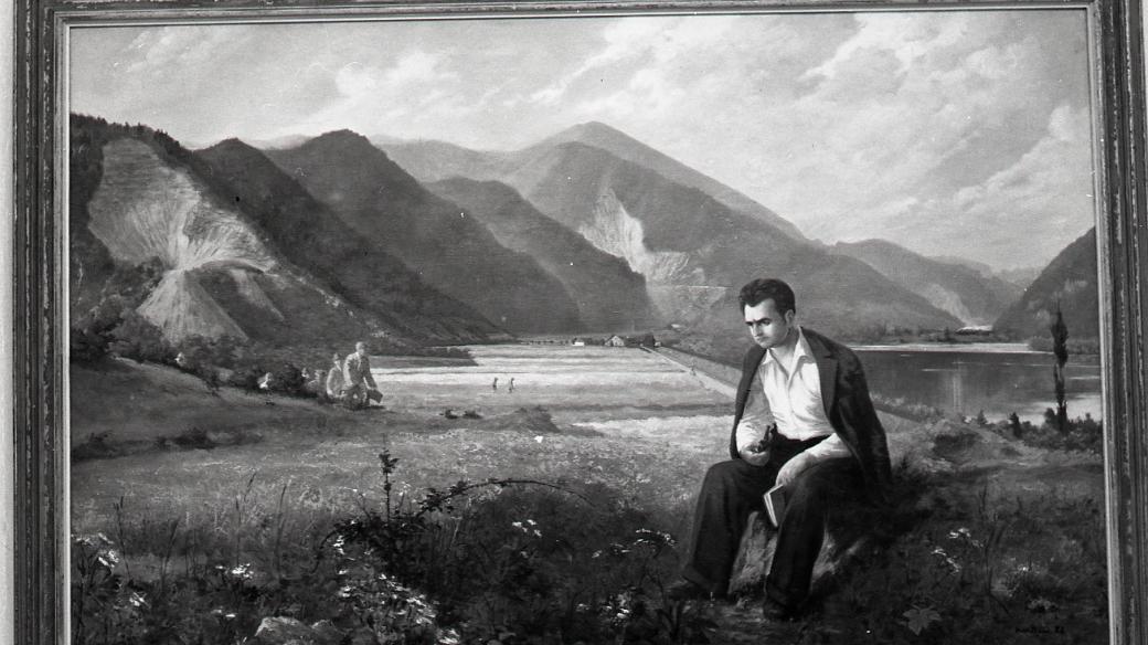 Obraz s mladým Gottwaldem na Slovensku na VII. celoslovenské výstavě výtvarného umění