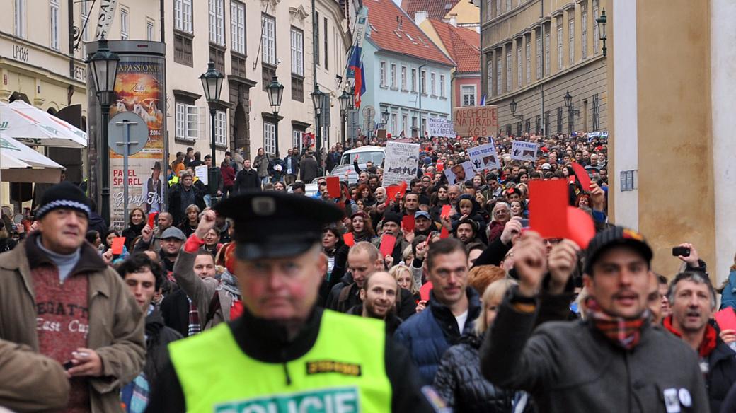  17. listopad 2014, protesty proti prezidentovi Miloši Zemanovi, Pražský hrad