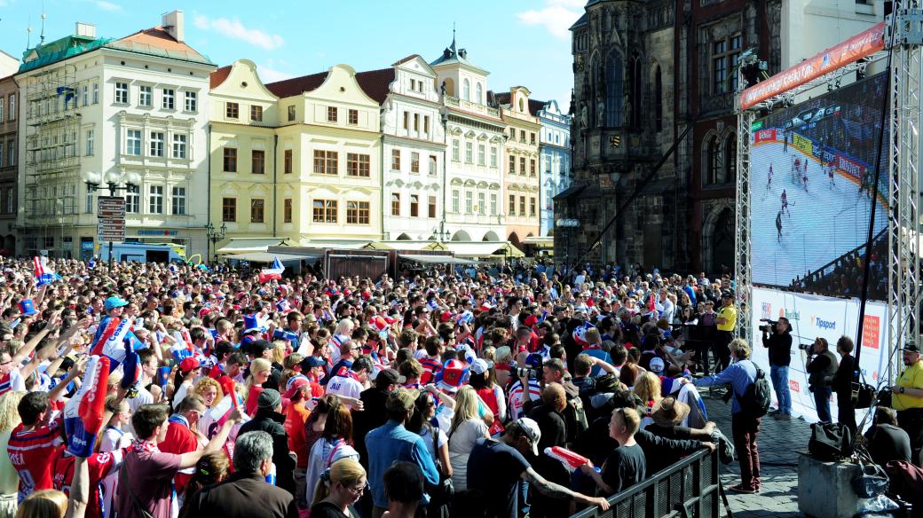 Sledování MS v hokeji 2015 na Staroměstském náměstí