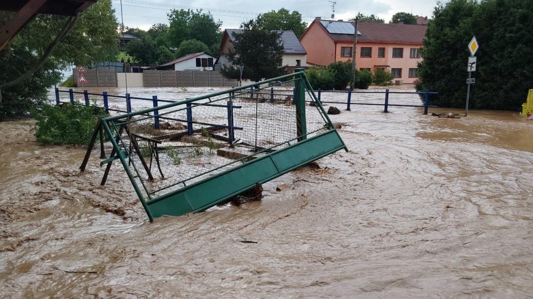Povodeň v obci Šišma na Přerovsku