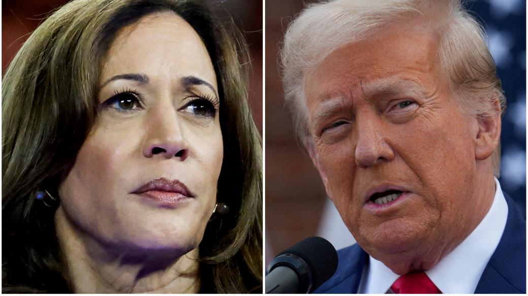 Kandidáti na americkou prezidentku a prezidenta Kamala Harrisová a Donald Trump