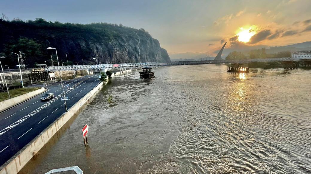 Řeka Labe v Ústí nad Labem 17. září