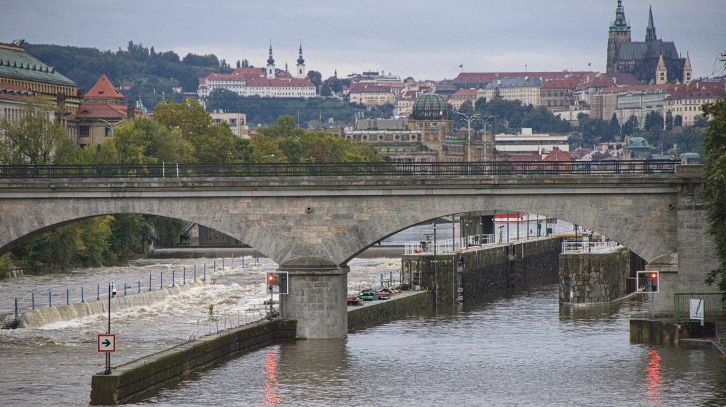 Zvýšená hladina Vltavy v Praze 15. září 2024