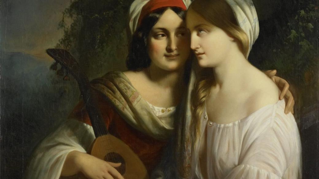 Twee vrouwen in Italiaanse dracht; painter: Moritz Calisch (signed by artist); 1851; Rijksmuseum; ;