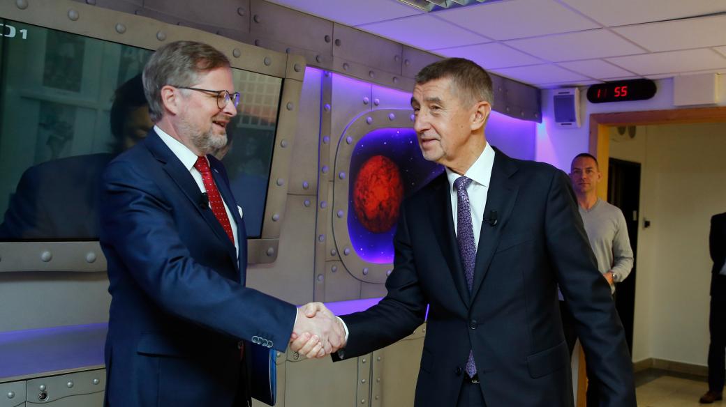 Petr Fiala (ODS) a Andrej Babiš (ANO)