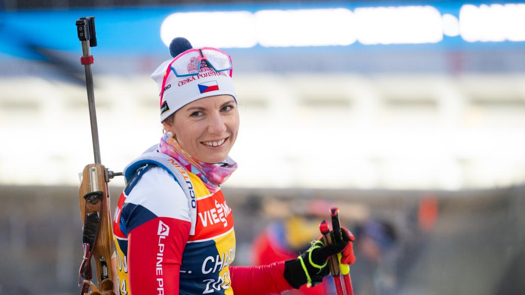 Česká biatlonistka Lucie Charvátová na čtvrtečním tréninku