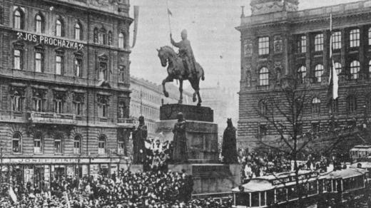 Manifestace pražského lidu na Václavském náměstí 28. října 1918