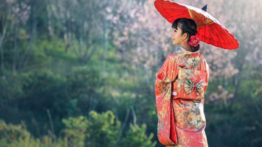 Japonská žena, kimono