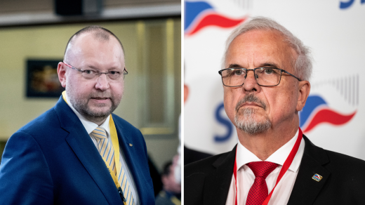 Místopředseda Sněmovny Jan Bartošek (KDU-ČSL) a europoslanec Ivan David (SPD).